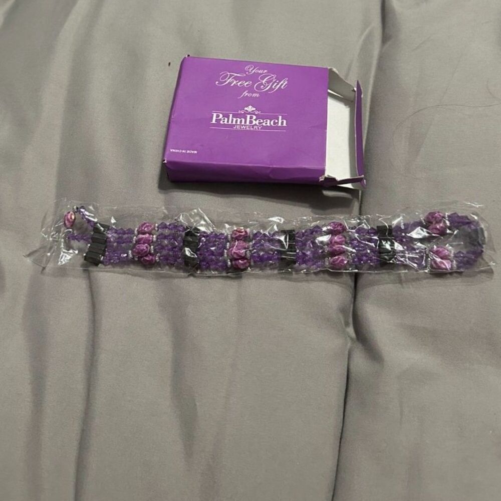 Palm Beach Purple Beaded Magnetic Convertible Bracelet Necklace
